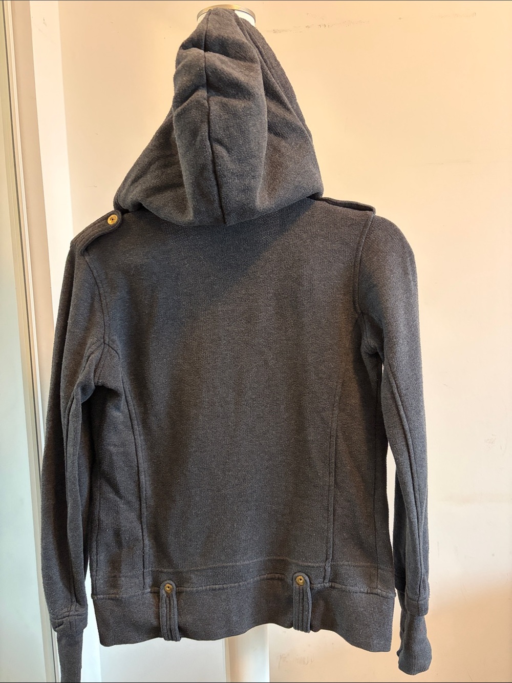 twik Charcoal Gray Hooded Zip Sweatshirt with Gold Hardware - Picture 4 of 5